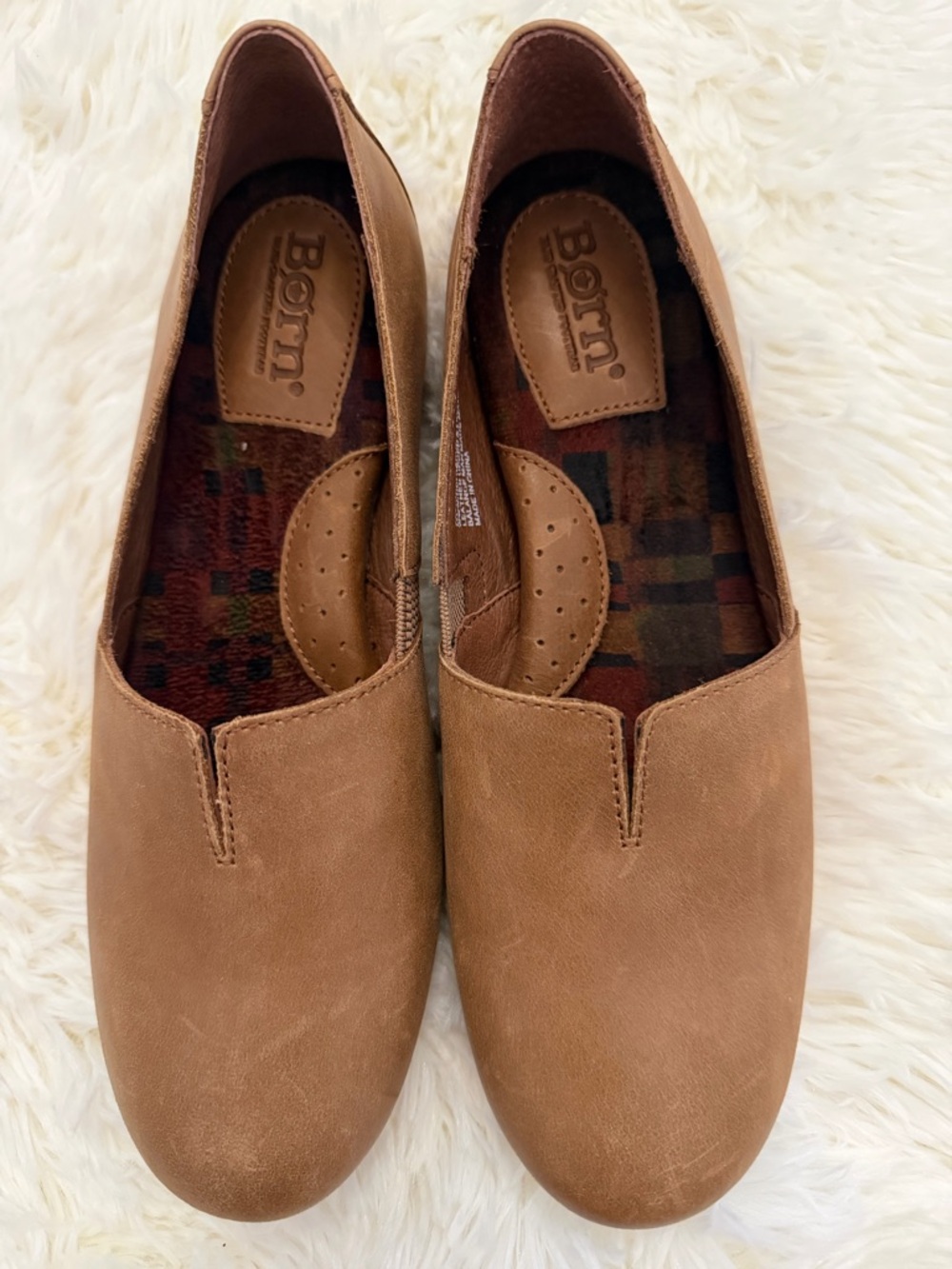 Born Sebra Leather Slip-On Loafers | Tan Brown Comfort Flats | Casual - Picture 6 of 14